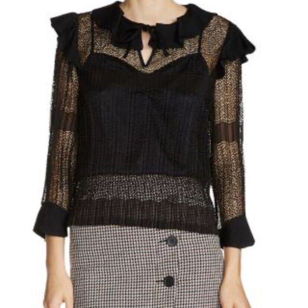 Maje Lauzane Knit Mesh Top Size 1 NEW with tags